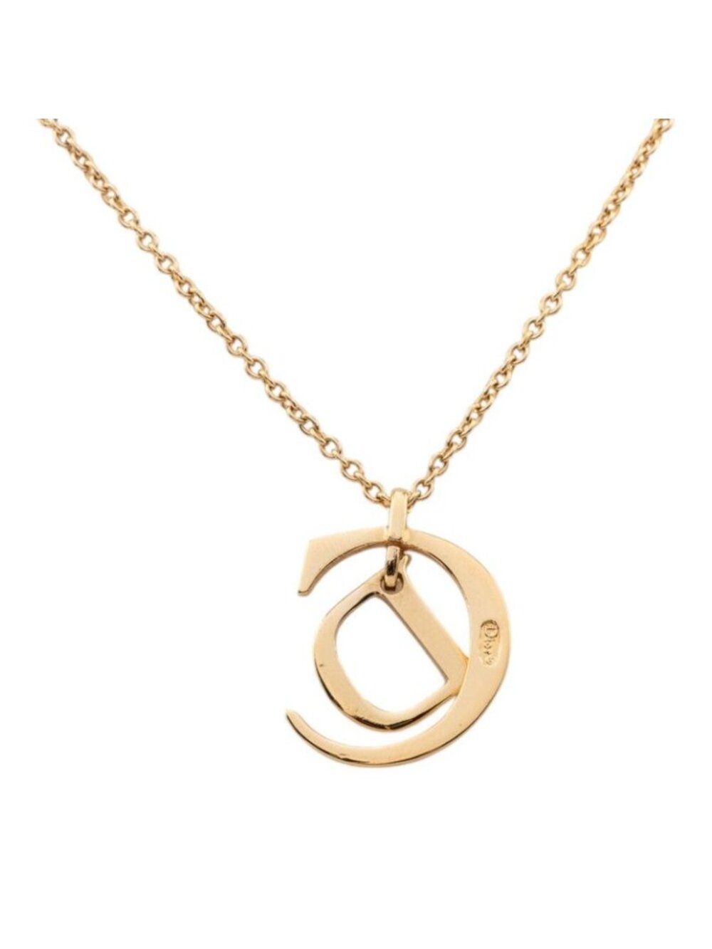 ★SOLD★ Dior CD Logo Chain Pendant Necklace Gold Plated - Picture 2 of 6